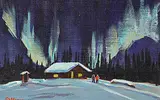 Bern Will Brown, Untitled - Northern Lights, acrylic on canvas board