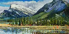John H. Burrow, Mountain Majesty - Mt. Rundle, oil on canvas