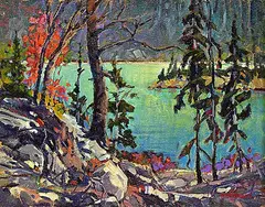 John H. Burrow, Jasper Park Fall, acrylic on canvas board