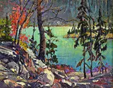 John H. Burrow, Jasper Park Fall, acrylic on canvas board