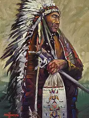 John H. Burrow, Dakota Sioux, oil on canvas board