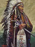 John H. Burrow, Dakota Sioux, oil on canvas board