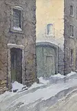 Paul Archibald Octave Caron, Untitled - Winter Street, watercolour on paper
