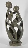Daniel Chidoti, Untitled - Family of Five, grey and brown stone carving