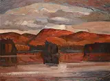 Walter Jackson Coucill, Nocturne in Autumn [Oxtongue Lake Haliburton], 1975, oil on canvas board