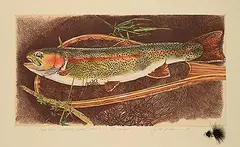 Jack Lee Cowin, River Run [Western Trout Series] #15/15 [Unique], 1992, hand coloured etching on paper