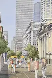 Alina Dabrowska, Untitled - Sunny Day on Stephen Avenue, watercolour and graphite on paper