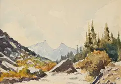 James Dichmont, Untitled - Gateway to the Mountains, watercolour on paper