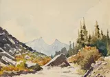 James Dichmont, Untitled - Gateway to the Mountains, watercolour on paper