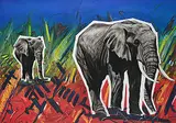 Maureen Enns, 80 Pounder, Amboseli, 1990, mixed media on paper