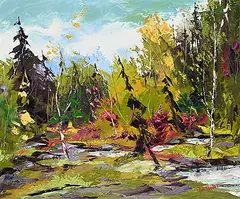 Sous le soleil [Under the Sun] by Louise Falstrault, oil on canvas, sold May 2026