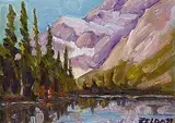Zelda Faye Nelson, Untitled - Mountain River, 1997, acrylic on wood board