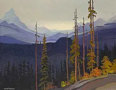 Richard Ferrier, Coming Storm, Rocky Mountains, acrylic on wood board
