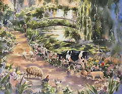 Untitled - Monet's Garden by Alex Fong, watercolour on paper, sold May 2026