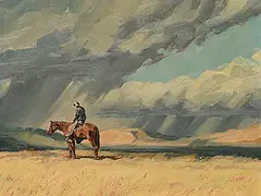 Richard Audley Freeman, Rain or Hail, oil on wood board