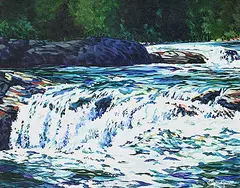 Catherine Gerus, Colour in the Elbow [Elbow Falls], acrylic on canvas board