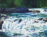 Catherine Gerus, Colour in the Elbow [Elbow Falls], acrylic on canvas board