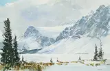 John William Harvie, Bow Lake I, watercolour on paper
