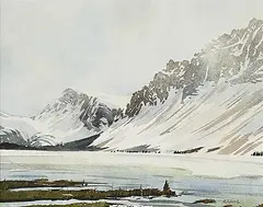 John William Harvie, Bow Lake II, watercolour on paper