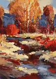 Brent Heighton, Reflections of Fall #1, acrylic on wood board
