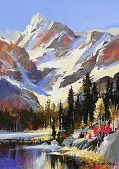 Brent Heighton, Untitled - Mountain Vista, acrylic on wood board