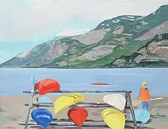 Glenn Edward Howarth, Canoes, acrylic on canvas