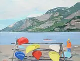 Glenn Edward Howarth, Canoes, acrylic on canvas