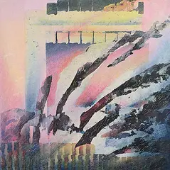 Mitsu Ikemura, Mountain Path, Sun Rising, mixed media collage on paper