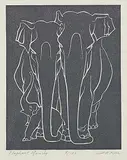 Illingworth Kerr, Elephant Family #8/120, lino block on paper