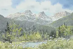 Marilyn Kinsella, Untitled - Summertime in the Rockies, watercolour on paper