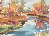 Brent R. Laycock, Untitled - River Bend, watercolour on paper