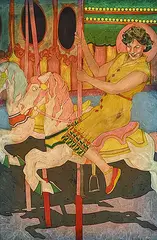 Grant Leier, Untitled - Carousel Ride, 1981, mixed media on paper board