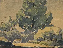 Luke Orton Lindoe, Kin Coulee, Medicine Hat Pastoral, 1941, watercolour on paper