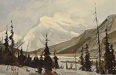Harold Lloyd Lyon, Mt. Rundle, oil on wood board