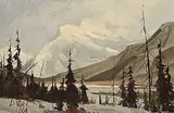 Harold Lloyd Lyon, Mt. Rundle, oil on wood board