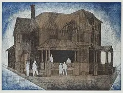 Dora Helen Mackie, This Time they Lived in a House on Fourth Avenue #14/16, colour etching on paper