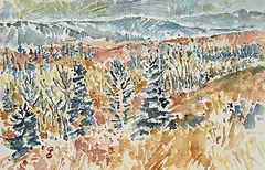 Dora Helen Mackie, Untitled - Trees in the Foothills, watercolour on paper