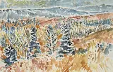 Dora Helen Mackie, Untitled - Trees in the Foothills, watercolour on paper