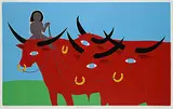 . ManWoman, Four Red Bulls #44/190, colour silkscreen on paper
