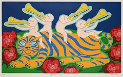 . ManWoman, Happiness Tiger #30/49, colour silkscreen on paper