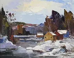 Geza Marich, Untitled - Winter River, oil on canvas