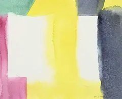 Michael Morris, Untitled - Green, Pink and Yellow [#24], 1995, watercolour on paper