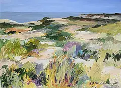 Untitled - Bushes by the Sea by Wynona Croft Mulcaster, 1984, acrylic on paper, sold May 2026