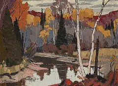William Parsons, Quiet River, oil on wood board