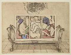 Noboru Sawai, Antiques #44/100, 1977, colour wood block and etching on paper