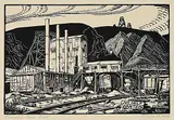 Margaret Shelton, Rosedale Mine Tipple #61/100, 1949, lino block on paper