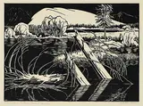 Margaret Shelton, Vermilion Lakes, Tunnel Mountain #15/50, 1944, lino block on paper