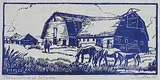 Margaret Shelton, Barn West of Calgary, 1978, lino block on paper