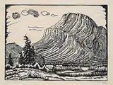 Margaret Shelton, Mount Rundle #4/10, 1941, lino block on paper