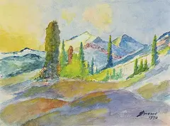 Justin James McCartney Simpson, Head of Brazeau River - Columbia Ice Fields, 1970, watercolour on paper